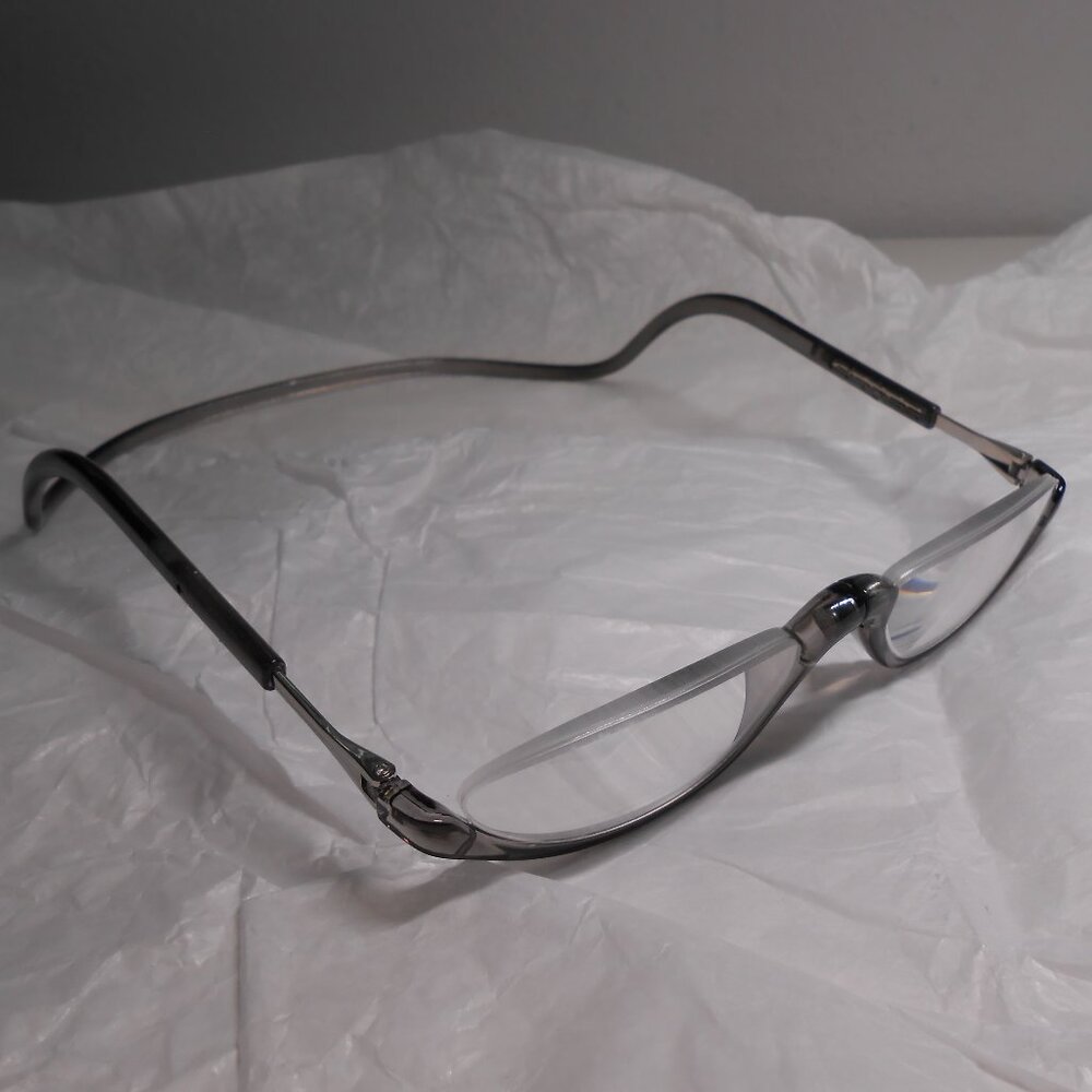 UNISEX CLIC READERS HALF CUT MAGNETIC BRIDGE +3.25 GREY NWOT